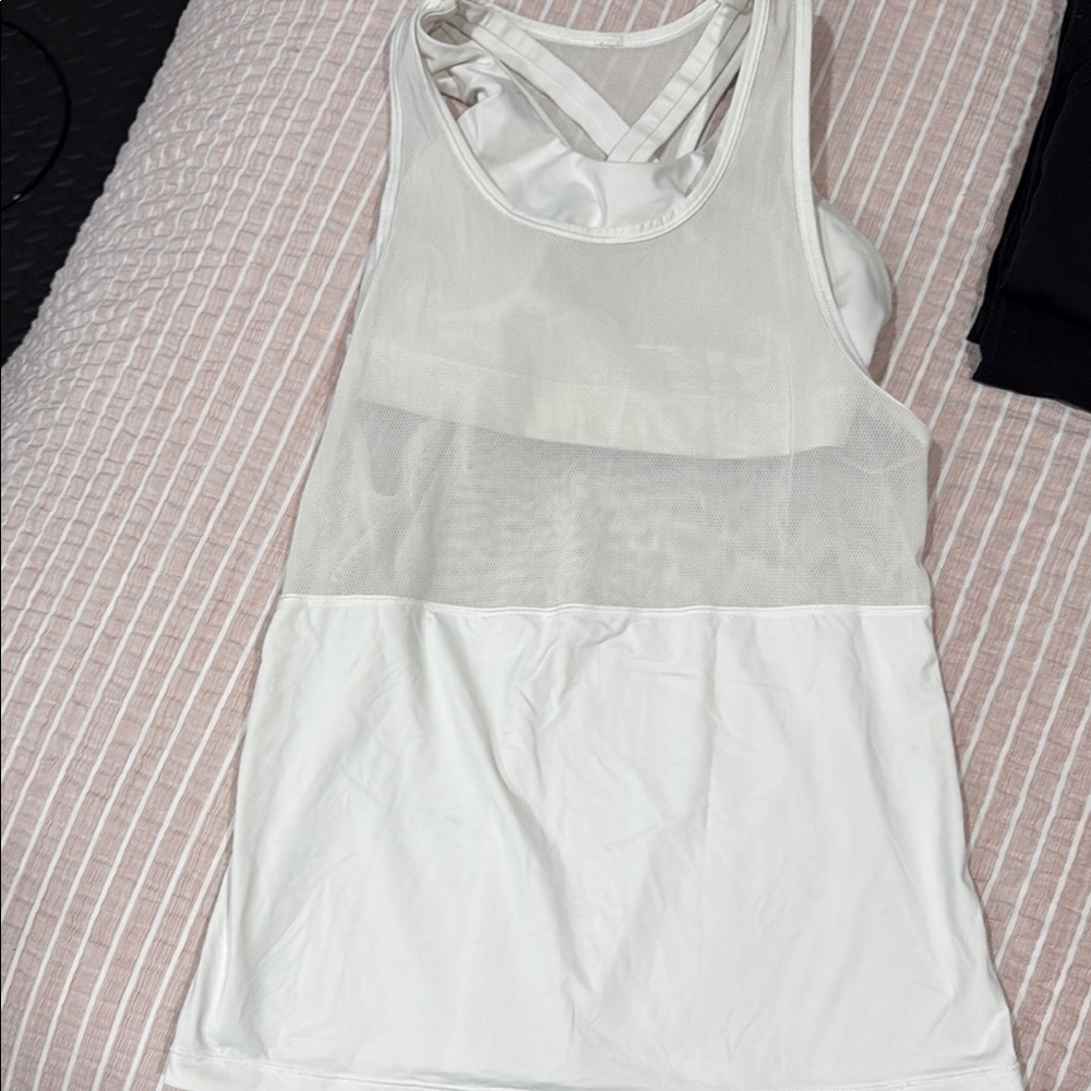 Lululemon Athletica Cream Backless Cut Out Tank Top